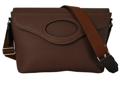 Large Pocket Messenger, £295, Handbags, Brown, Leather, Front view